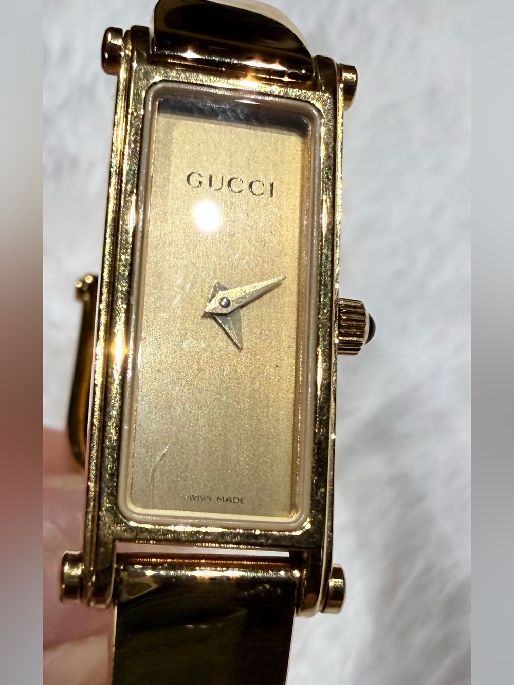 Gucci Women's Gold-Tone Rectangular Bracelet Watch